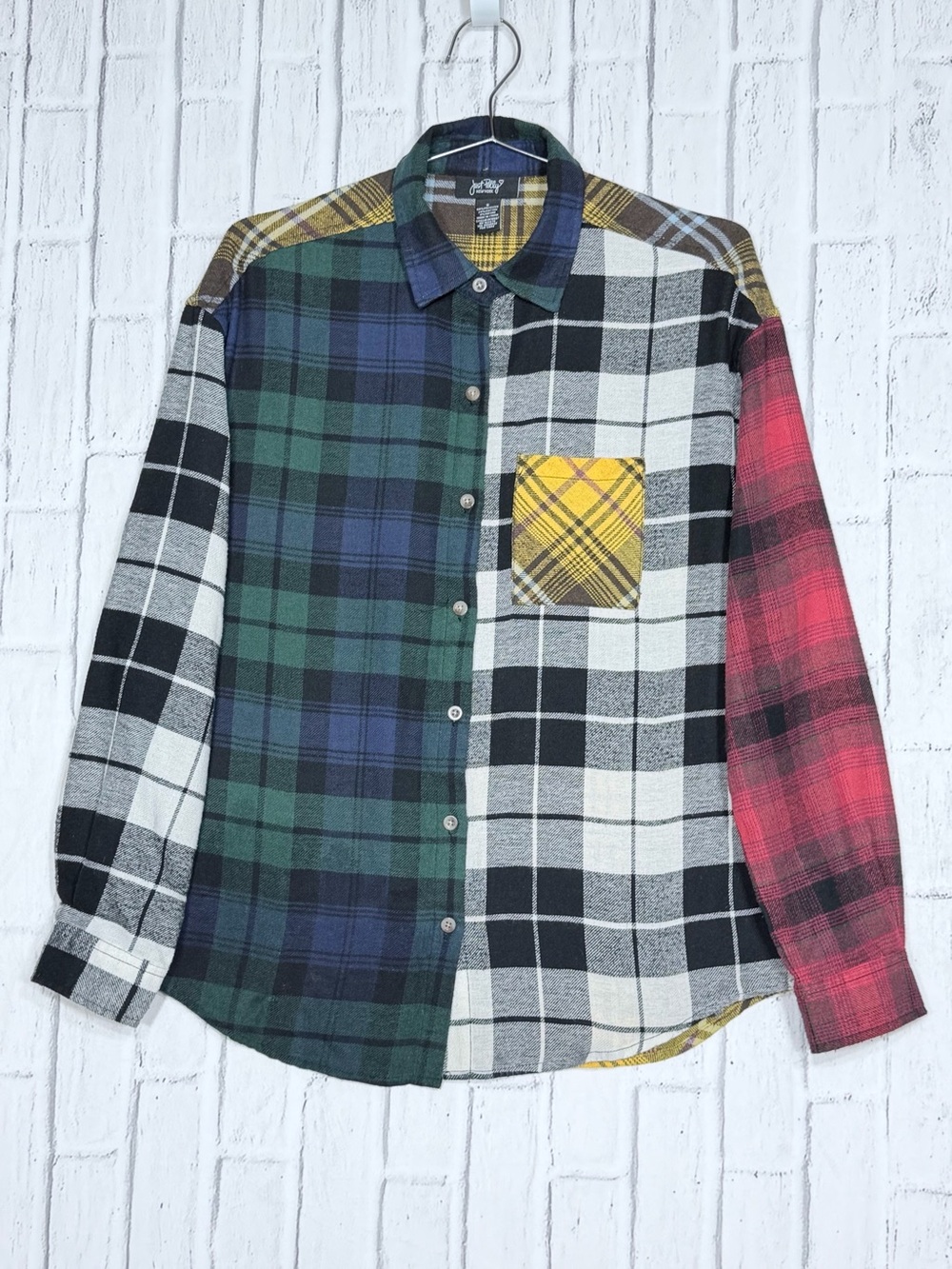 š Just Polly New York Patchwork Plaid Flannel Button Down Shirt Small